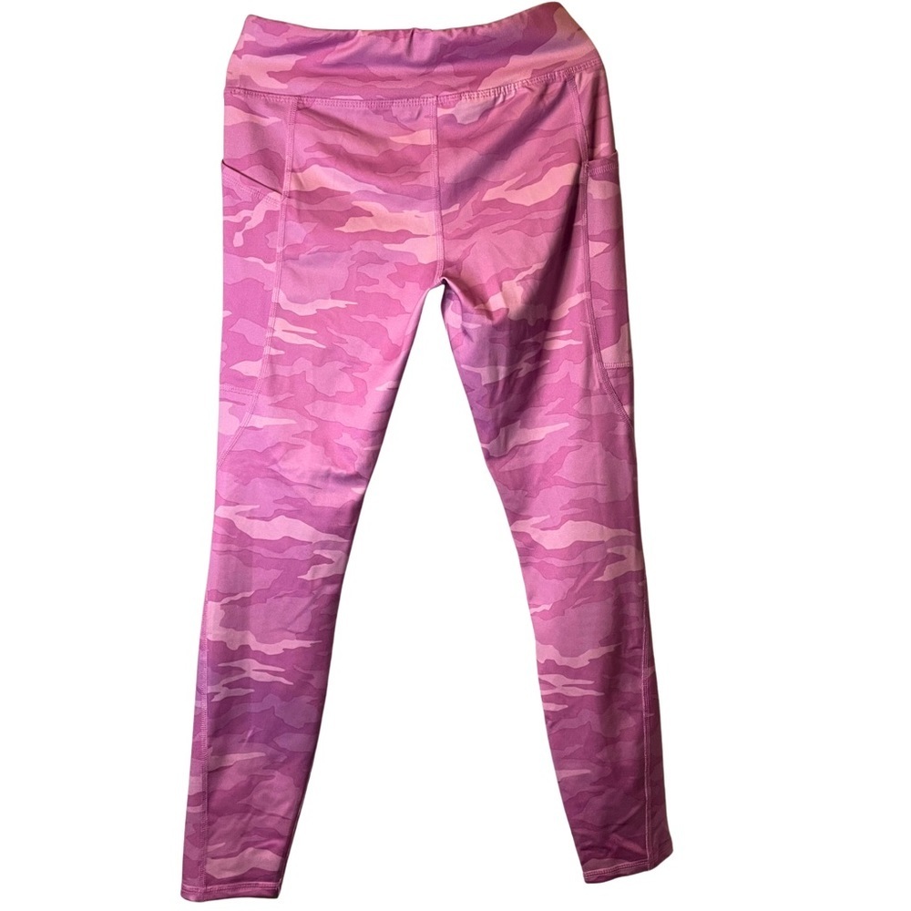 Athletic Works L 10/12 girls workout leggings PRELOVED pink Camo with pockets - Picture 4 of 6